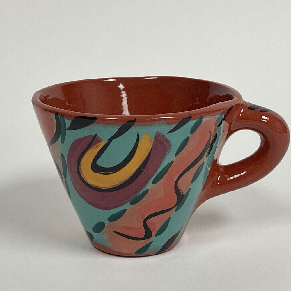 Red-Brown Green Yellow Black‎ Coffee Mug Cup Signed